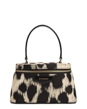 Givenchy Mini Antigona Leopard Jacquard Vanity Case Handbag - Black
