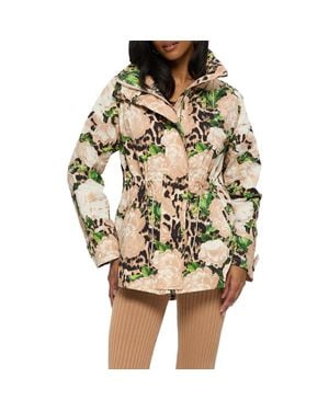 Gorski Lightweight Floral Printed Jacket With Concealed Hood - Multicolor