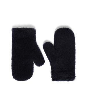 Max Mara Ombrato Alpaca, Wool & Silk Teddy Mittens - Black