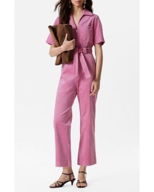 & Other Stories Zip Front Corduroy Jumpsuit - Pink