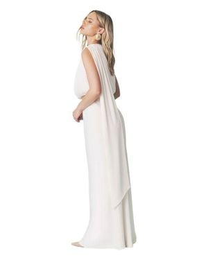 Six Stories Solene Satin Bias Cut Maxi Skirt - White