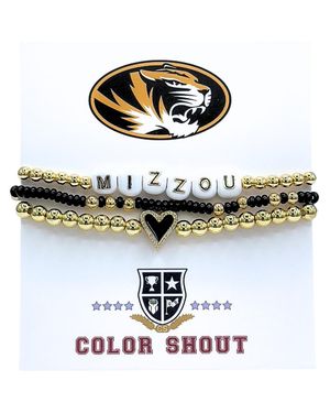 Color Shout Mizzou Love My College Bracelet Stack - Metallic