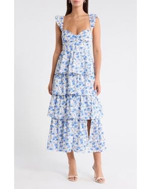 Sugarlips Covina Tiered Midi Dress - Blue