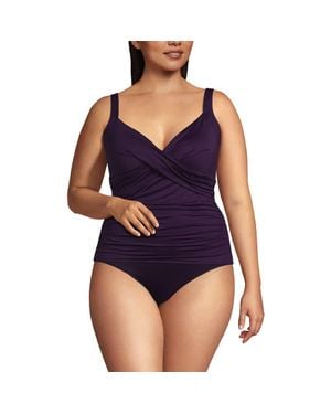 Lands' End Plus Size Ddd-Cup Tulip Hem Tankini Top - Blue