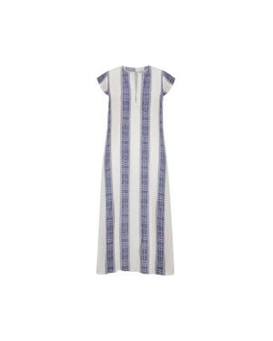 MER ST BARTH Noa Maxi Caftan Lurex Stripe - White