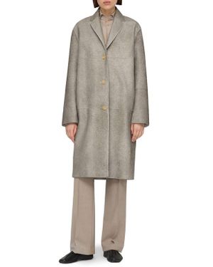 Lafayette 148 New York Genuine Calf Hair Three Button Coat - Natural
