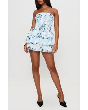 knee length dresses for ladies Mae Strapless Jacquard Corset Babydoll Mini Dress • Shop American Threads Women's Trendy Online Boutique Rose Gold / L main image 1