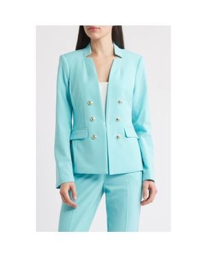 Tahari Faux Double Breasted Jacket - Blue