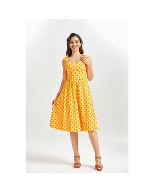 ModCloth Dance Beneath The Sunrays Sweetheart Midi Dress - Yellow