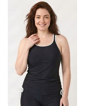 Calypsa Maya Tankini Swim Top With Removable Cups Two-Toned Collection - Black