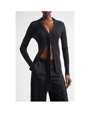 AISLING CAMPS Convertible Merino Wool Rib Cardigan - Black