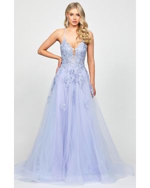 Bariano Rosalee Embellished Ball Gown - Blue