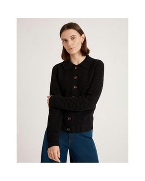 Finery London Emlyn Cotton Knitted Collared Cardigan - Black