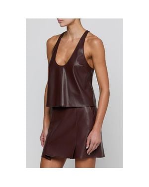 L'Agence Tullia Scoop Neck Faux Leather Racerback Tank - Purple