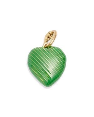 Clare V. Enamel Heart Charm Necklace - Green