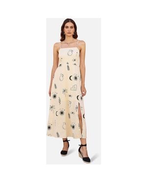 Yumi' Mystic Print Midi Dress - Natural