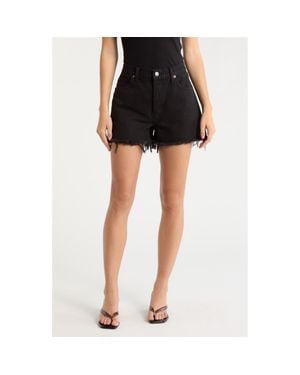 RE/DONE The Breezy Frayed Hem Denim Shorts - Black