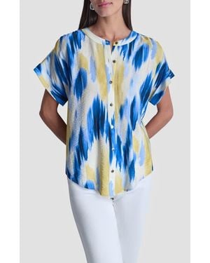 DKNY Abstract Print Button-Up Shirt - Blue