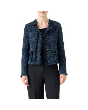 Akris Punto Fringed Mixed Tweed Jacket - Blue