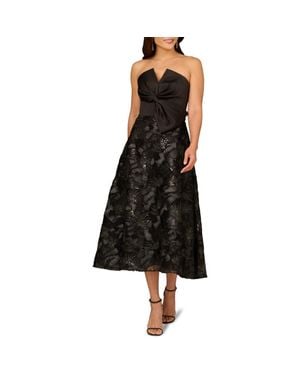 Aidan Mattox by Adrianna Papell Bow Strapless Mesh Gown - Black