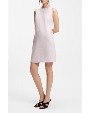 BOSS Sleeveless Linen Blend Shift Dress - White