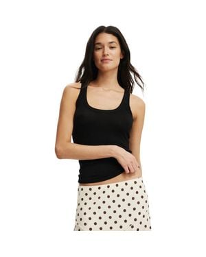Cotton On Sheer Layer Scoop Tank - Black