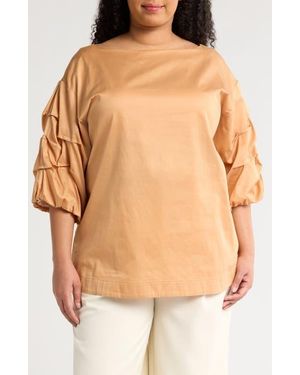 Harshman Balia Cotton Popover Top - Orange