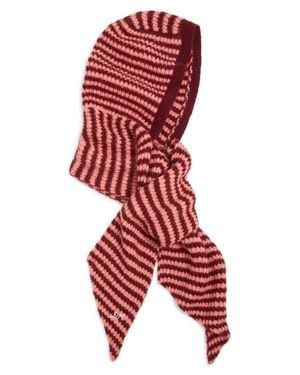 Damson Madder Tie Front Hood Scarf - Red