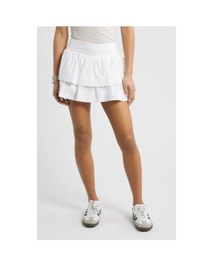 BP. Tiered Ruffle Cotton Miniskort - White