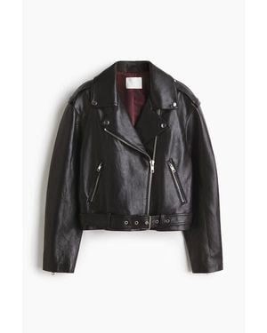 H&M Coated Biker Jacket - Black