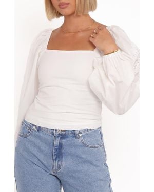 Petal & Pup Angelica Lace Inset Long Sleeve Top - White