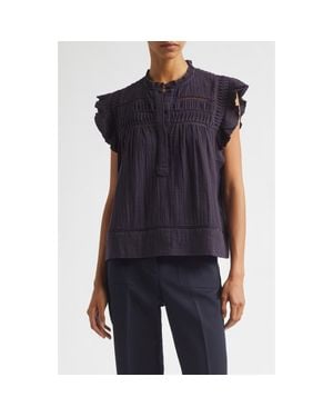 Reiss Florie Pintuck Ruffle Top - Blue