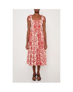The Lulo Project The Backbone Stretch Cotton Midi Sundress - Red