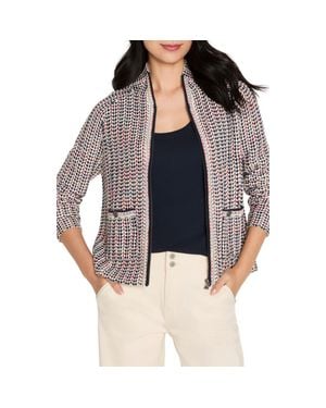 NIC+ZOE Tuck Stitch Colorwheel Knit Jacket - Blue