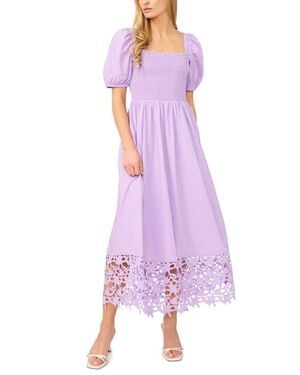 Cece Smocked Cutout Puff Sleeve Midi Dress - Purple