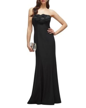The Dessy Group Floral Embellished Strapless Gown - Black