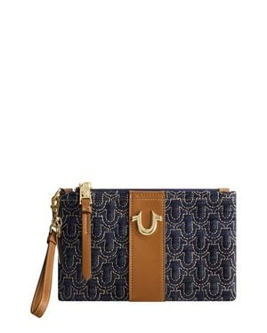 TRUE RELIGION Quilted Horseshoe Wristlet Pouch - Blue