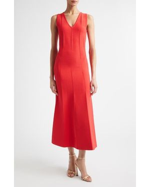 St. John Odette Valley Knit Midi Dress - Red