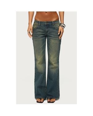 Edikted Shirili Low Rise Flare Jeans - Green
