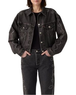 Levi's Shrunken '90S Beaded Denim Trucker Jacket - Black