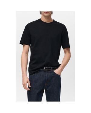 Mango Regular Fit Weight Cotton T-Shirt - Black