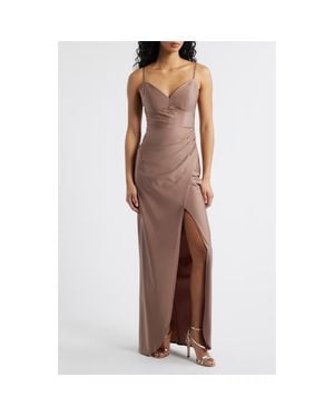 Emerald Sundae Jersey Column Gown - Brown