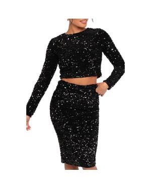 Petal & Pup Quinne Sequin Crop Top - Black