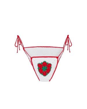 BrunnaCo The Poppy Crochet Bikini Bottom - Red