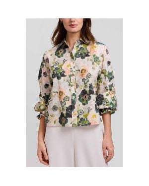 Foxcroft Vivienne Bouquet Cotton Poplin Button-Up Shirt - Multicolor