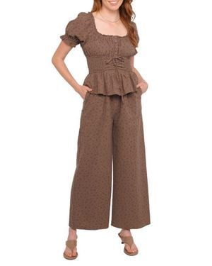 Petal & Pup Bridget Floral Cotton Jumpsuit - Brown