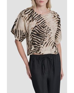 DKNY Pattern Boxy Linen Top - Multicolor