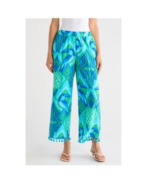 Sugarlips Blissy Tropical Hanie Flare Pants - Blue