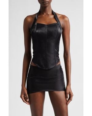Kim Shui Satin Halter Bustier Top - Black