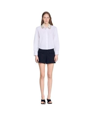 Sandro Jewel Collar Shirt - Blue